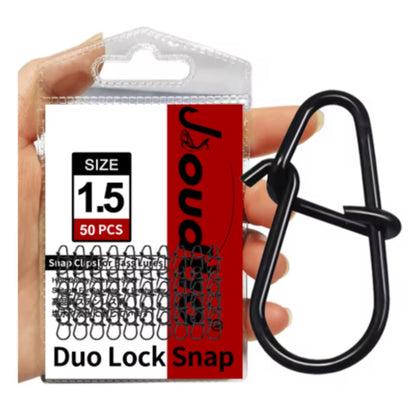50 stk. Duo Lock Snaps – Sterke hurtigkoblinger for sluk og wobbler