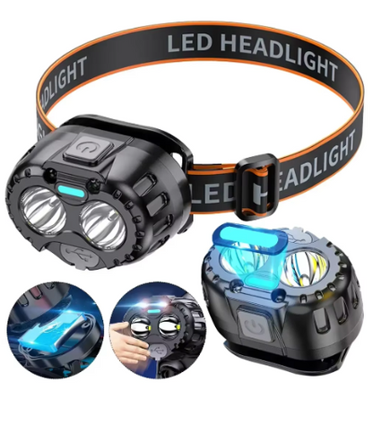 Kraftig LED-hodelykt med IPX4-sertifisering – Perfekt for fiske, camping og tur