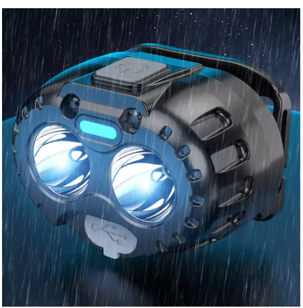 Kraftig LED-hodelykt med IPX4-sertifisering – Perfekt for fiske, camping og tur