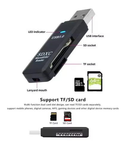 2-i-1 USB 3.0 Kortleser – Lynrask dataoverføring for Micro SD og TF-kort