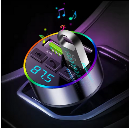 Bluetooth 5.0 FM-sender for bil med 66W hurtiglading og ambient light