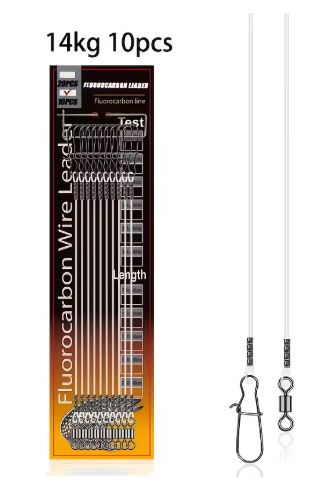 Fluorocarbon gjeddefortom med svivel og hempe – 10 stk