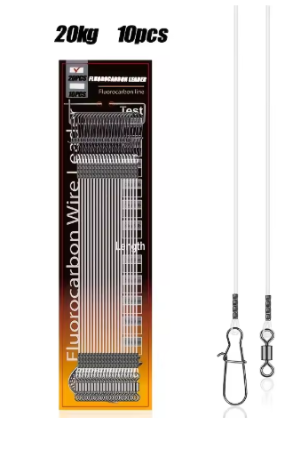 Fluorocarbon gjeddefortom med svivel og hempe – 10 stk